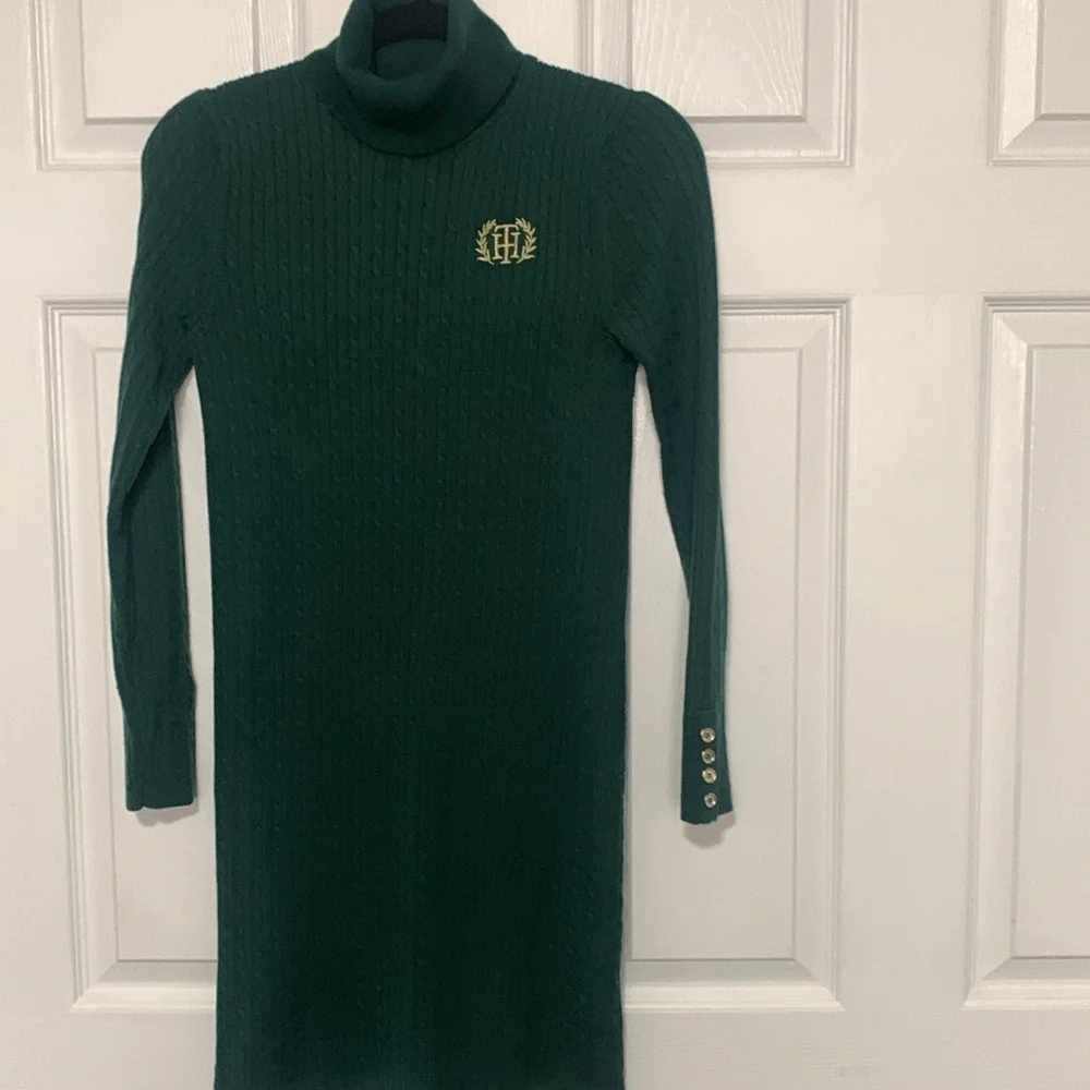 Tommy Hilfiger Forest Green Cable Knit Sweater - Picture 4 of 5